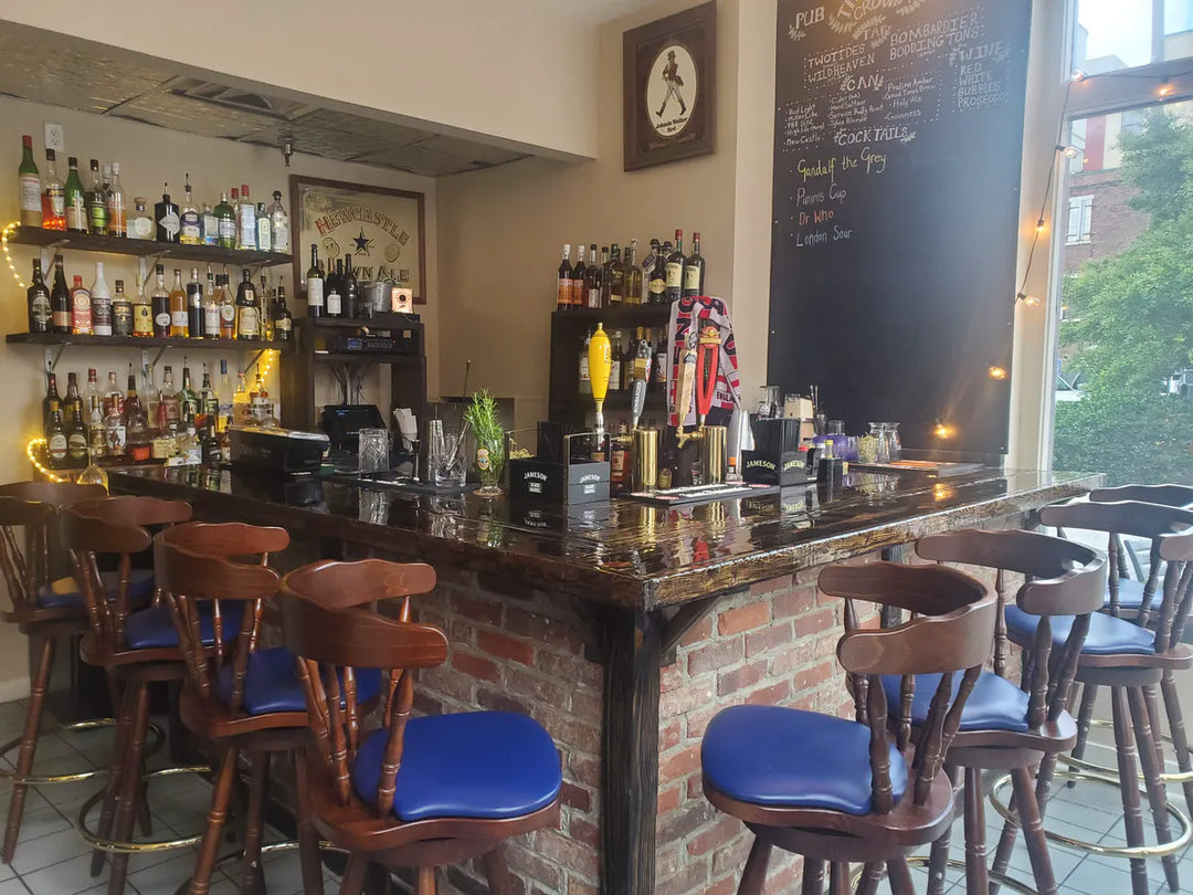 Bar area with British ales and ciders